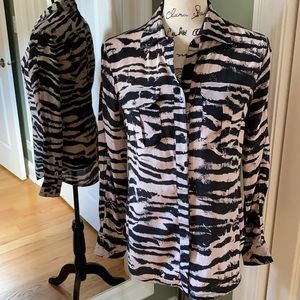 Bebe Animal print button down blouse